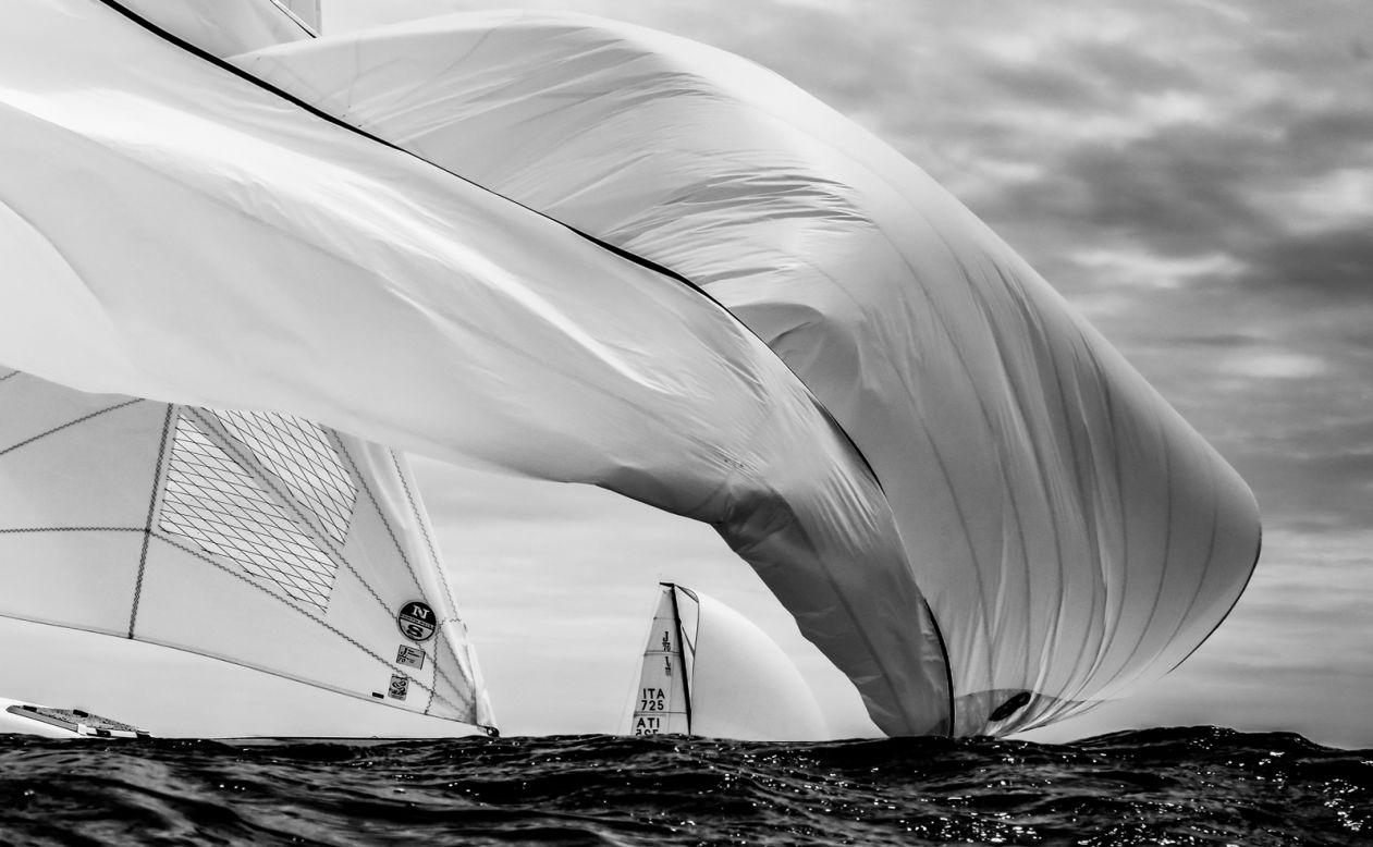 Mauro Melandri used an underwater camera to capture sail boat Enfant Terrible-Adria Ferries at the Alcatel J/70 Cup.