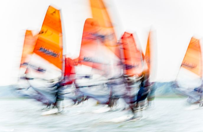 A dizzying image of the Polish Yachting Association Cup taken by Szymon Sikora during the women's race in Krynica Morska, Poland.