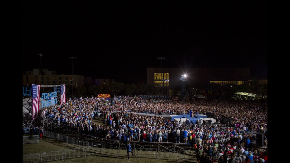 People attend a Clinton rally in Phoenix on November 2.