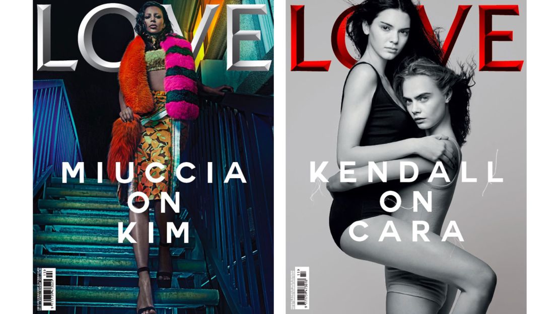 Kim Kardashian, Kendall Jenner and Cara Delevingne have all featured on the covers of Love Magazine