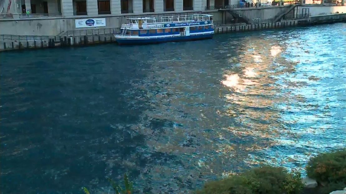 The Chicago River is a little bluer than normal -- it was dyed for Friday's parade.