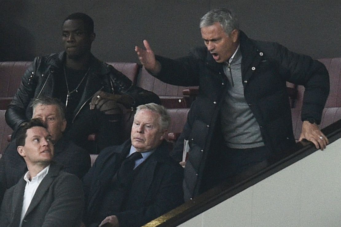 Mourinho was forced to watch the goalless draw with Burnley from the stands after a disagreement with the officials.