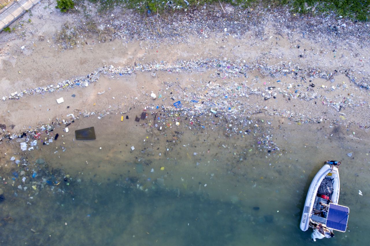 Many of Hong Kong's beaches have been carpeted with plastic waste. Pictured, Sok Ku Wan beach.