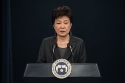 President Park Geun-hye apologizes during an address last month.