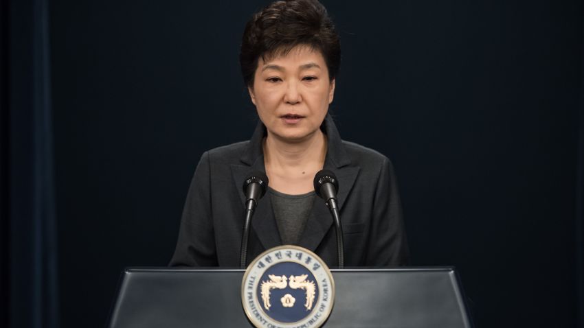 South Korea's President Park Geun-Hye speaks during an address to the nation at the presidential Blue House in Seoul on November 4, 2016.
Park on November 4 agreed to submit to questioning by prosecutors investigating a corruption scandal engulfing her administration, accepting that the damaging fallout was "all my fault". / AFP / POOL / Ed Jones        (Photo credit should read ED JONES/AFP/Getty Images)