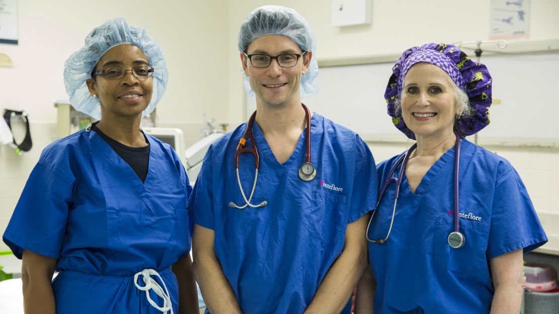 Drs. Carlene Broderick, left, Glenn Mann and Madelyn Kahana, anesthesiologists.