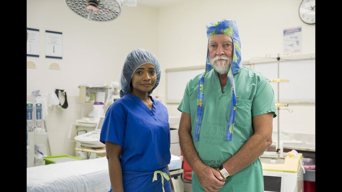 Kamilah Dowling, pediatric neurosurgery nurse practitioner, with Dr. James Goodrich.
