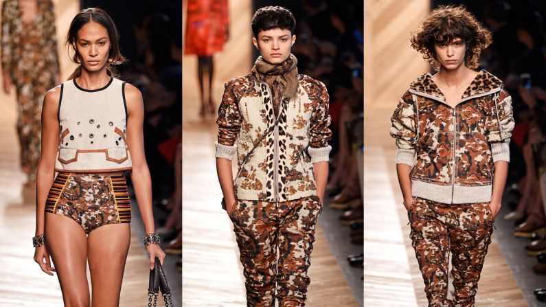 Camouflage is one of the most common military motifs in fashion today. 