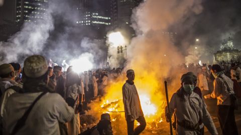 Violence broke out in Jakarta on November 4 after Islamic groups protested the city's governor. 
