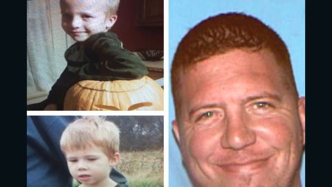 Police issued an Amber Alert for the abduction of Ethan Cadenbach, 5, top, and Owen Cadenbach, 4,  by their father, Christopher Cadenbach, right.