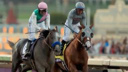 Arrogate (left) pipped long-time leader California Chrome to the Breeders' Cup Classic at Santa Anita Park.