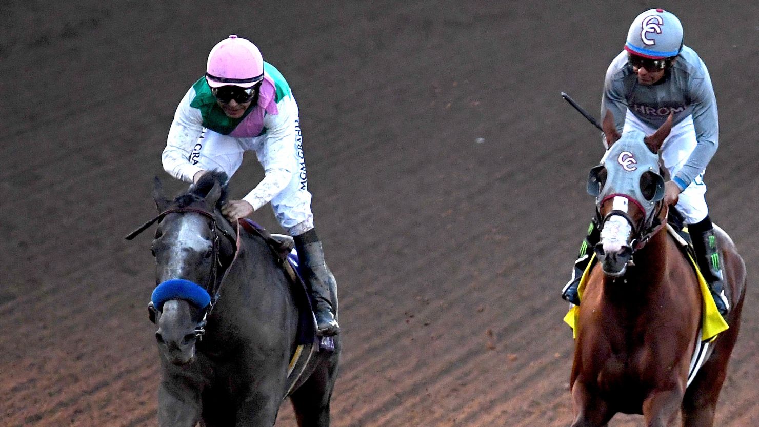Arrogate (left) got up to beat  California Chrome at the post in the $6 million Breeders' Cup Classic at Santa Anita Park.
