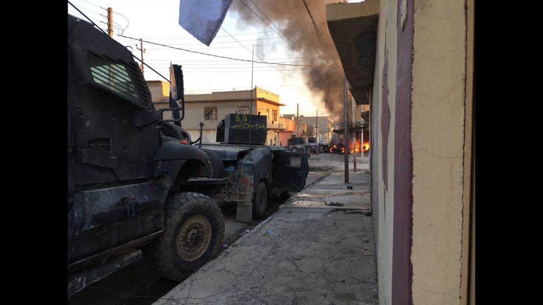 The CNN team was stranded in Mosul when the unit they were embedded with was ambushed.