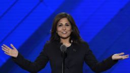 Neera Tanden speaks during the Democratic National Convention in 2016.