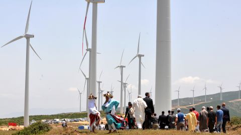 The wind farm in Melloussa, 21 miles from Tangiers in northern Morocco, has 165 turbines, with a production capacity of 140 megawatts.