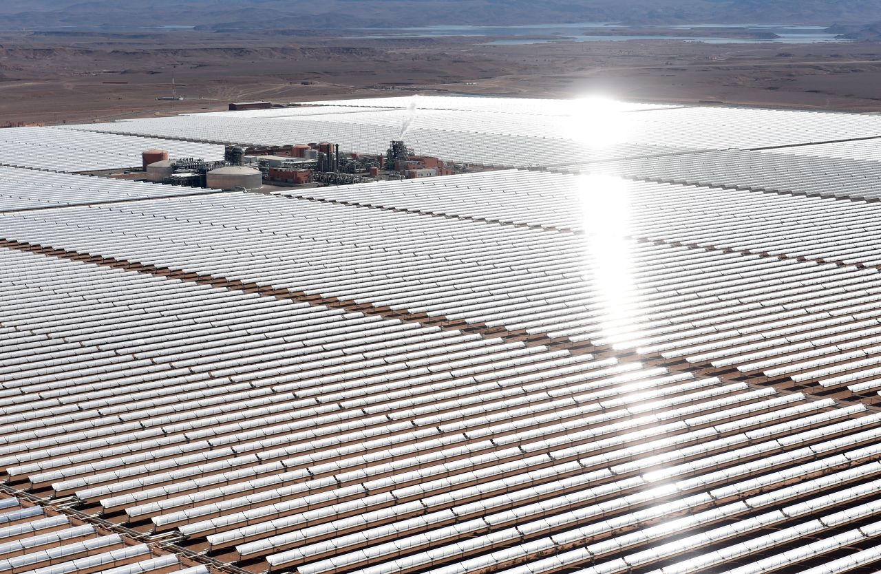 Solar is the cheapest source of power in many parts of Africa and will outcompete all other energy sources by 2030, according to the International Energy Agency. Pictured, the Noor-Ouarzazate solar farm in Morocco. 