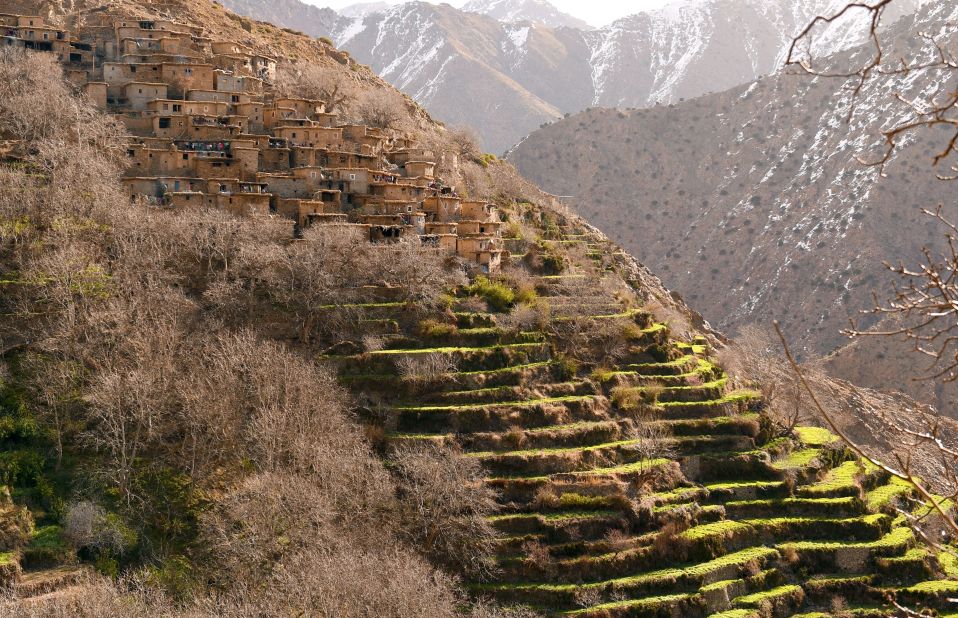 Houses in Taghzirt, an isolated village in the High Atlas. Remote communities play a part in ski trekking, says Adrian Nordenborg of Pathfinder Travels, helping transport equipment and supplies along paths through the mountains.