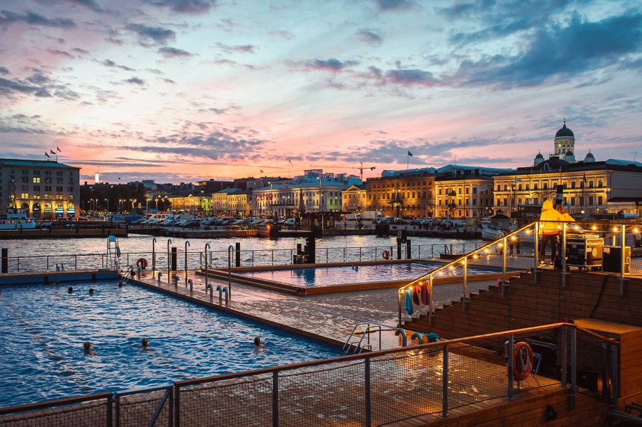 Sitting in the heart of Helsinki, Allas Sea Pool boasts several saunas and three pools on a floating deck facing the sea. It's one of the newest saunas in town.