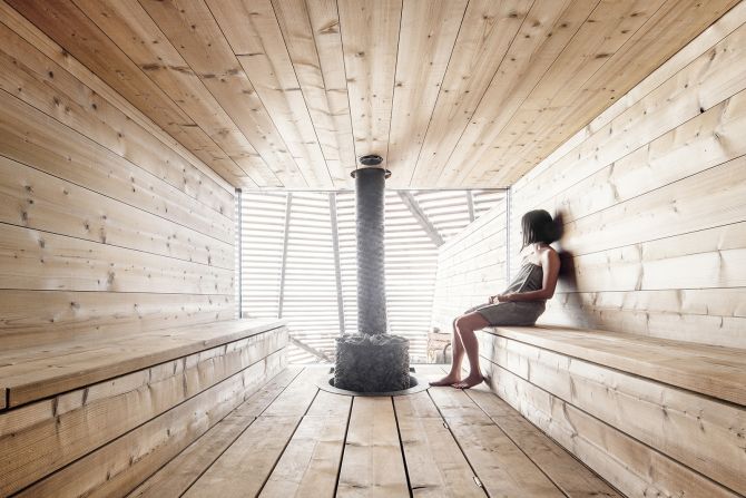 Finnish saunas are hot -- up to 100 C. Anyone using them should drink lots of water and take breaks to cool down.