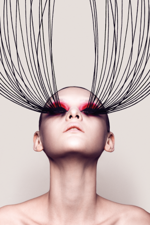 In "Ascension," Grant Yoshino brings society's obsession with long, lush eyelashes to new heights. 