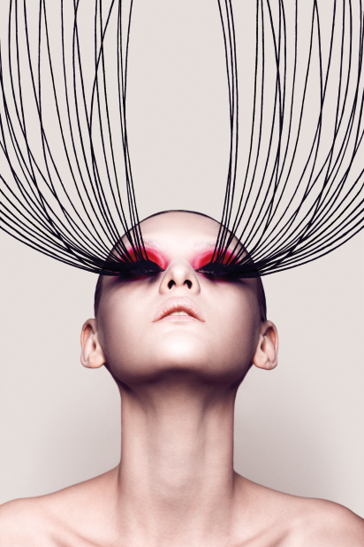 In "Ascension," Grant Yoshino brings society's obsession with long, lush eyelashes to new heights. 