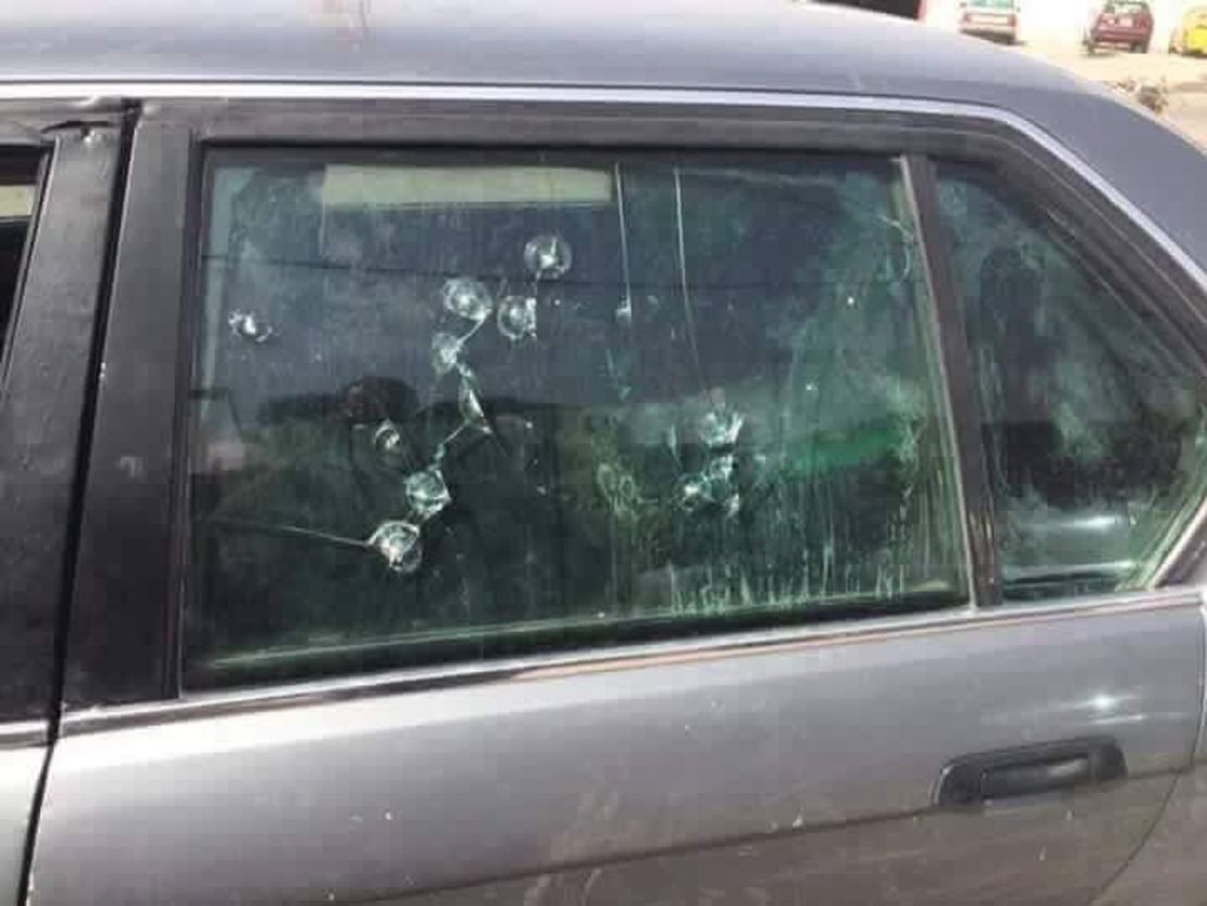 Abdulrahman's 1990s model BMW was left riddled with marks from ISIS snipers' bullets.