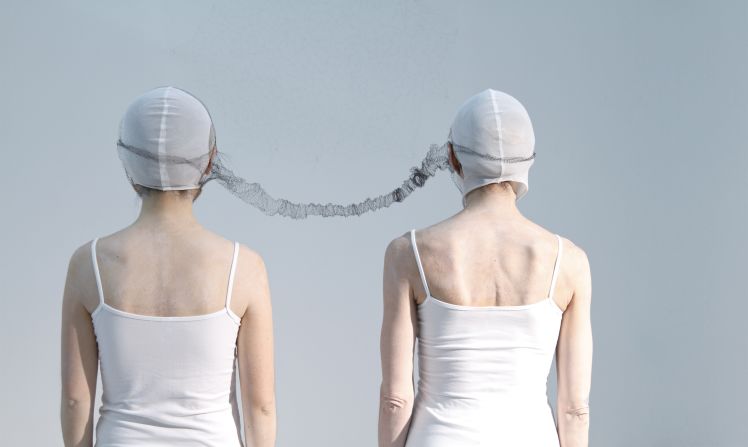 Artist Jayoung Yoon uses her own hair to create works like this one -- "Umbicality (A close or intimate connection.)" <br /><br />"Connection between sky and body, air and skin, her hair bridges between nothingness and something," Schwartzman writes. 