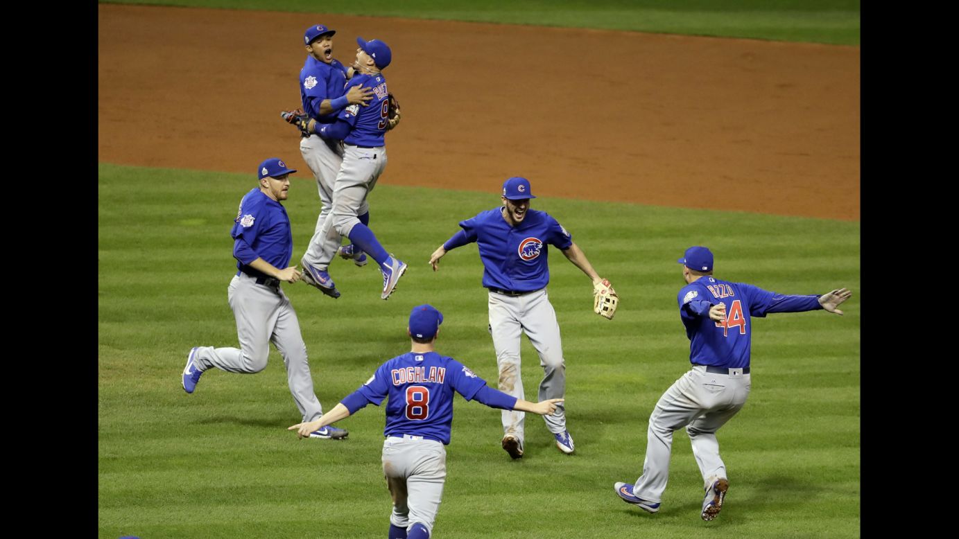 The Chicago Cubs celebrate after <a href="http://www.cnn.com/2016/11/02/sport/world-series-game-7-chicago-cubs-cleveland-indians/" target="_blank">winning Game 7 of the World Series</a> on Thursday, November 3. The Cubs defeated the Cleveland Indians in 10 innings to end the longest championship drought in major U.S. sports. The Cubs hadn't won the World Series since 1908.