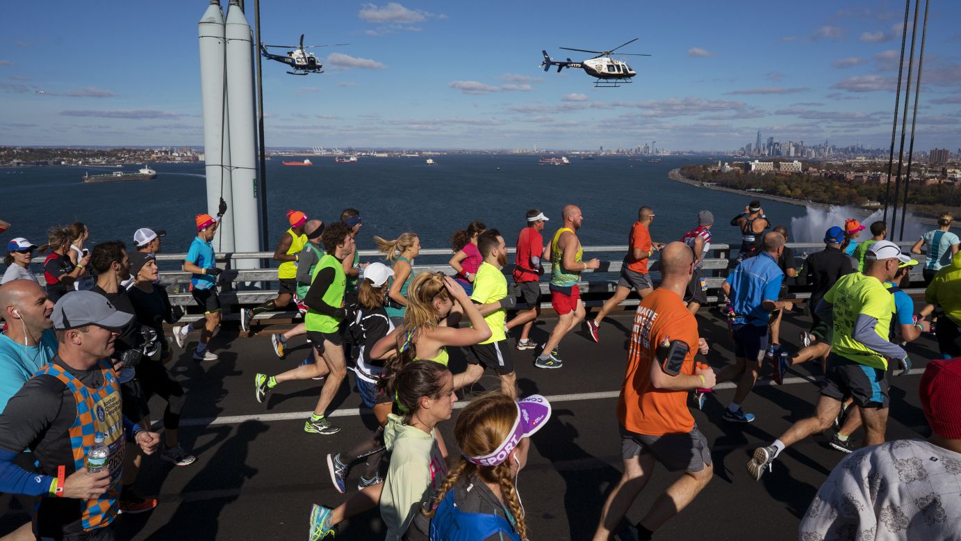 Runners cross the Verrazano-Narrows Bridge during the <a href="http://www.cnn.com/2016/11/06/sport/ghirmay-ghebreslassie-new-york-city-marathon/" target="_blank">New York City Marathon</a> on Sunday, November 6.