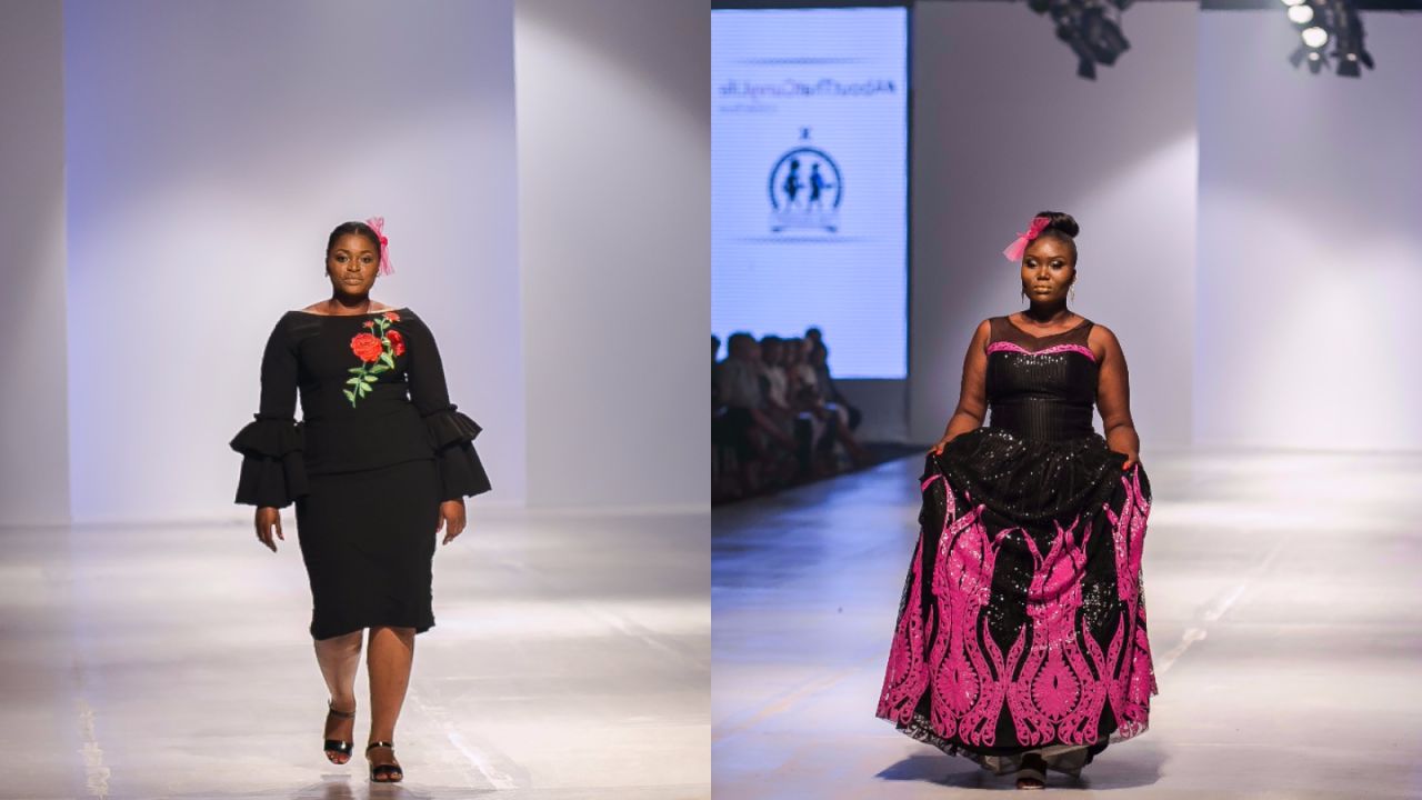 According to Ngwube the plus-size models really owned the runway. "This was a mission of firsts and they walked like their lives depended on it." <br />Pictured: Models sport creations by designer Tobi Ogundipe of Tosfa.