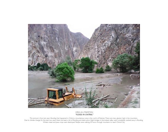 Photo by Hira Ali, Pakistan: "The picture shows a flooding in the mountainous area of Chitral, in the north of Pakistan. There are many glaciers high in the mountain. Due to climate change, for the past two years there has been a lot of flooding and destruction."