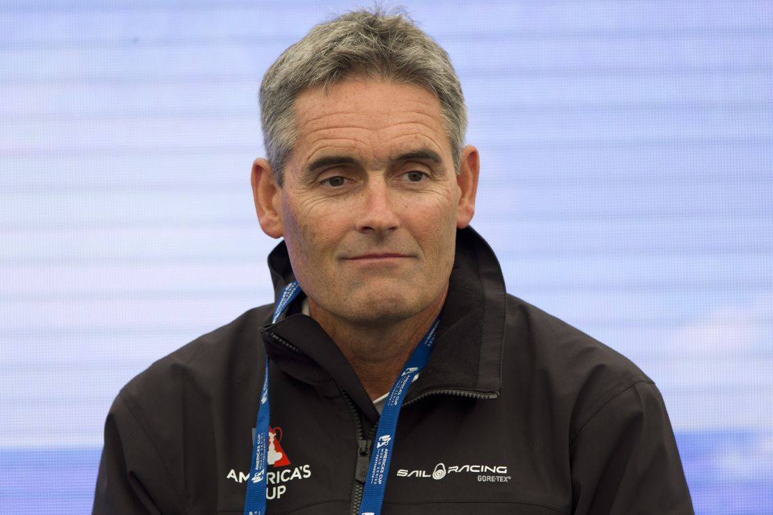 Russell Coutts speaking before the start of the 2015-16 America's Cup World Series in Portsmouth.