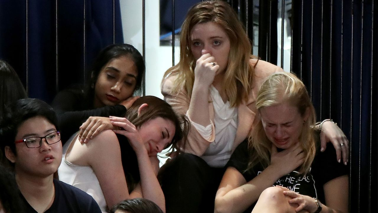 Clinton supporters react to results at the Javits Center.