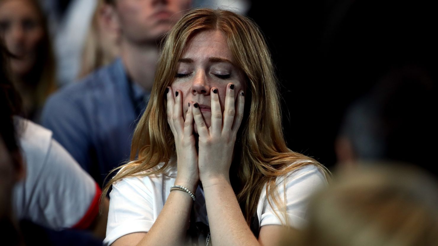 This woman, reacting to the election news, totally captures how we felt about this entire year. 