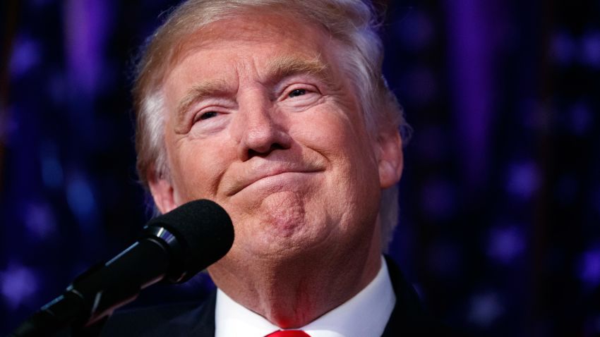 President-elect Donald Trump smiles as he arrives to speak at an election night rally, Wednesday, Nov. 9, 2016, in New York. (AP Photo/ Evan Vucci)