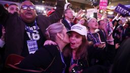 NEW YORK, NY - NOVEMBER 09:  People celebrate during the call for Republican president-elect Donald Trump at his election night event at the New York Hilton Midtown on November 9, 2016 in New York City. at the New York Hilton Midtown in the early morning hours of November 9, 2016 in New York City. Donald Trump defeated Democratic presidential nominee Hillary Clinton to become the 45th president of the United States.  (Photo by Chip Somodevilla/Getty Images)