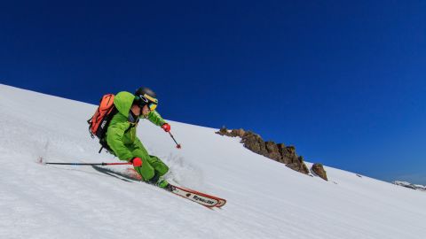 A skier deep in the backcountry with Heliski Marrakech.