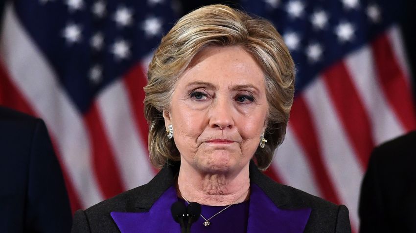 US Democratic presidential candidate Hillary Clinton makes a concession speech after being defeated by Republican president-elect Donald Trump in New York on November 9, 2016. / AFP / JEWEL SAMAD (Photo credit should read JEWEL SAMAD/AFP/Getty Images)