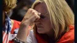 A supporter of Hillary Clinton reacts as she watches live coverage of the US elections at an event organised by the American Chamber of Commerce in Hong Kong on November 9, 2016.
Share markets collapsed and the dollar tumbled against the yen and the euro as Donald Trump looked on course to win the race for the White House, in a stunning upset with major implications for the world economy. / AFP / ANTHONY WALLACE        (Photo credit should read ANTHONY WALLACE/AFP/Getty Images)