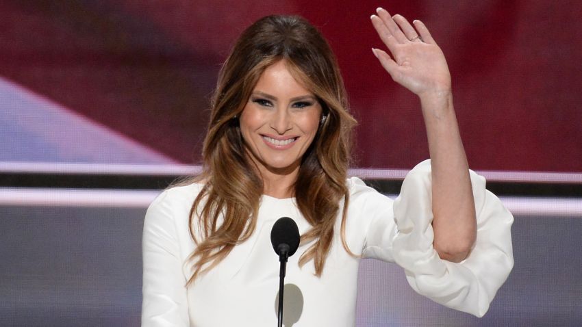 Melania Trump, wife of presumptive Republican presidential candidate Donald Trump, addresses delegates on the first day of the Republican National Convention on July 18, 2016 at Quicken Loans Arena in Cleveland, Ohio.
The Republican Party opened its national convention, kicking off a four-day political jamboree that will anoint billionaire Donald Trump as its presidential nominee.