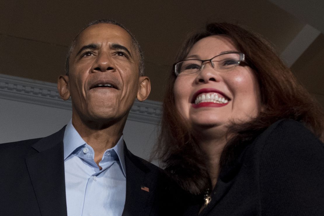 Tammy Duckworth, campaigning with US President Barack Obama in Chicago in October.
