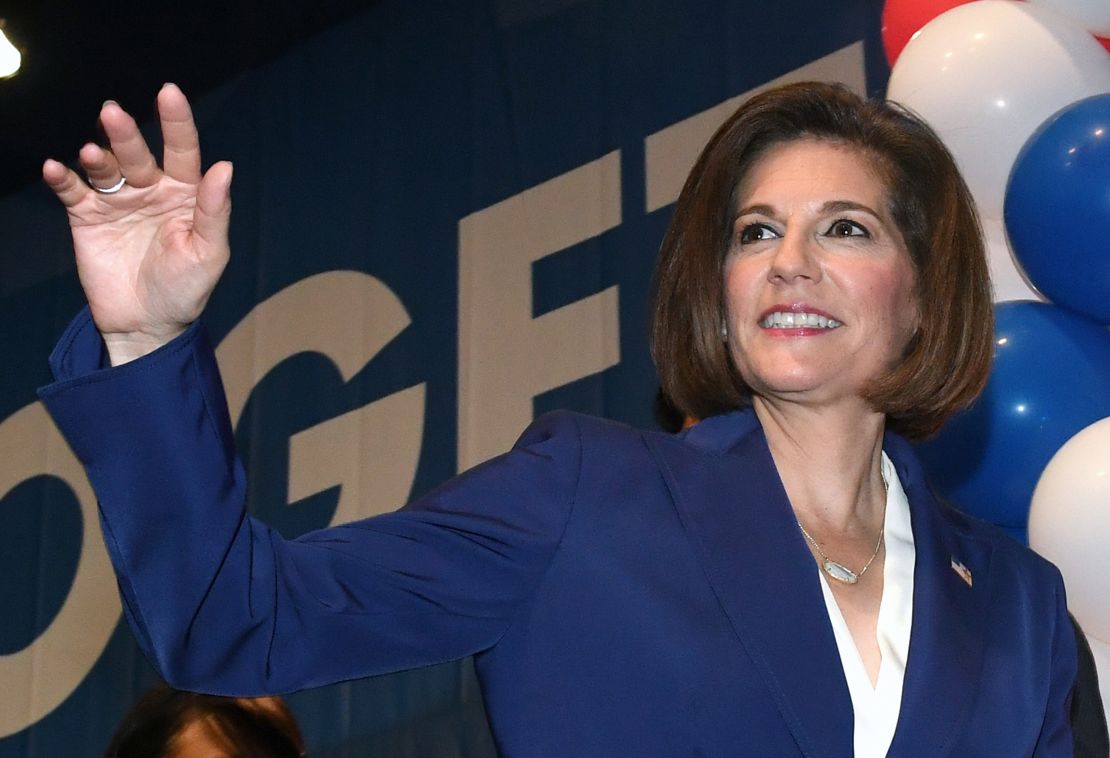 Catherine Cortez Masto waves to supporters after winning her senate race against Joe Heck.