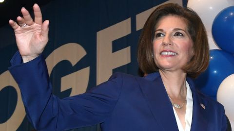 Catherine Cortez Masto waves to supporters after winning her senate race against Joe Heck.