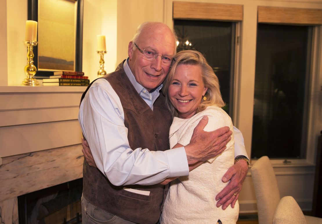 Former Vice President Dick Cheney -- who also represented Wyoming in Congress -- hugs his daughter Liz Cheney after she won the Republican primary in August.
