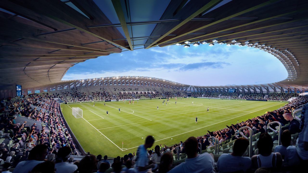 Fans will be as close as five meters to the pitch, enjoying unrestricted views of the game. The stadium will seat 5,000, with the potential of increasing the capacity to 10,000 dependent on the club's success.