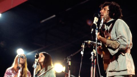Cohen performs at the Isle Of Wight Festival on August 30, 1970. 