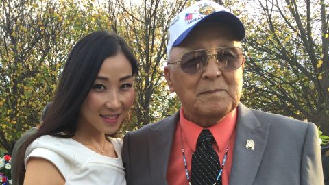 Hannah Kim with Don Loudner of the National American Indian Veterans Association.