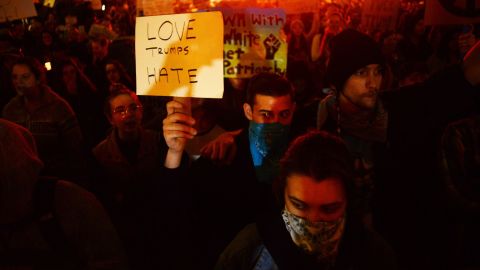 Demonstrators in Portland, Oregon on November 11.