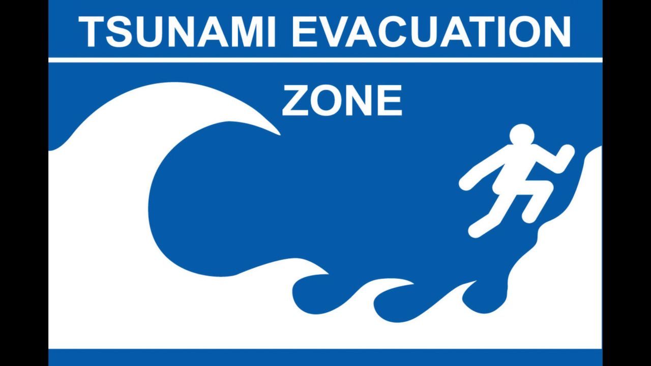 A tsunami evacuation zone sign from Hawaii.