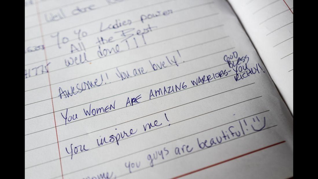 A guestbook at the cafe sings the women's praises.